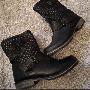Steve Madden Black Studded Combat Boots